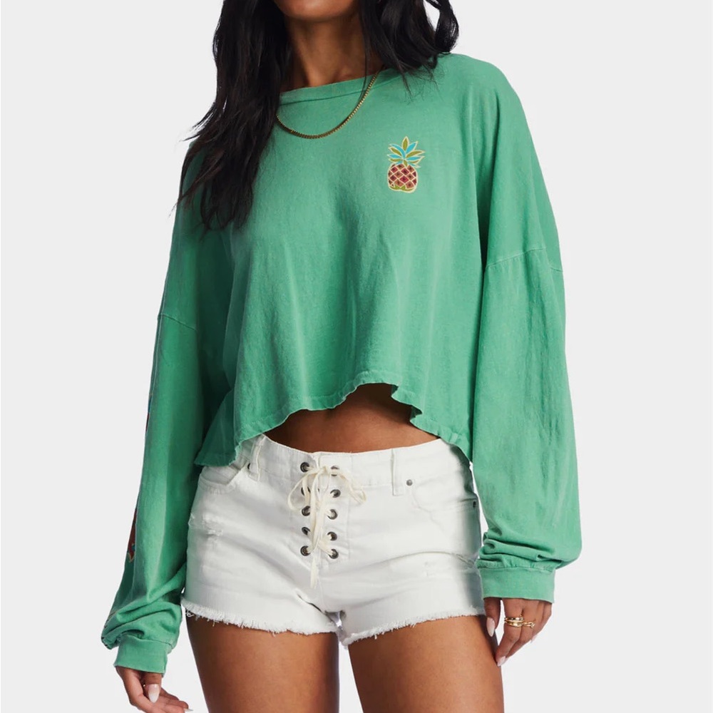 Billabong Beach Boyfriend Crop Top Size L NWT
